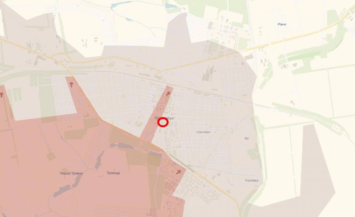 Приблизително местоположение на сградата на общинския съвет на картата deepstatemap.live